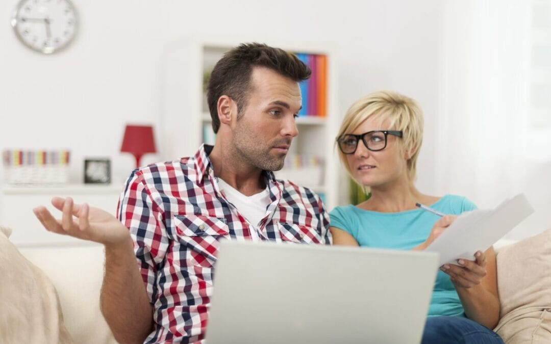 Couple with home buying stress